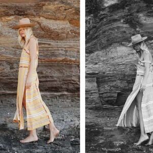 TIGERLILY Purnima Cotton Stripe Yellow Maxi Dress 4